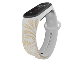 Řemínek Mi-Band na Xiaomi Mi Band 3/4 - motiv Zlatý ornament, bílý 

 obrázek produktu 2 z 3