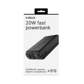 Powerbanka Celly 20000 mAh 20 W, Power Delivery, USB-C/USB-A černá

 obrázek produktu 1 z 2