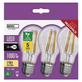 Žárovka LED EMOS Filament klasik, 5W, 1060lm, E27, teplá bílá (3 ks) 

 obrázek produktu 4 z 13