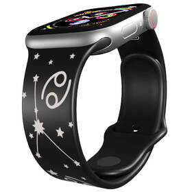 Řemínek Mi-Band na Apple Watch 42/44/45/49 mm - motiv Znamení zvěrokruhu Rak, černý 

 obrázek produktu 2 z 3