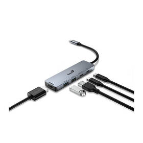 USB Hub Genius UH-500, USB-C/HDMI, 2x USB3.0, 100W PD šedý

 obrázek produktu 1 z 1