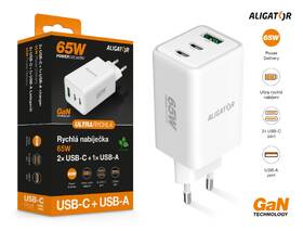 Nabíječka do sítě Aligator Power Delivery 65W, GaN, 1× USB-A + 2× USB-C bílá

 obrázek produktu 3 z 4