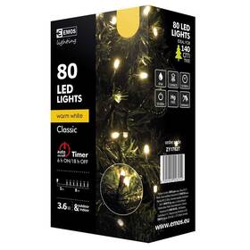 Vánoční osvětlení EMOS 80 LED, 8m, řetěz, teplá bílá, časovač, i venkovní použití 

 obrázek produktu 18 z 18