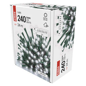 Vánoční osvětlení EMOS 240 LED řetěz, 24 m, venkovní i vnitřní, studená bílá, časovač 

 obrázek produktu 11 z 11