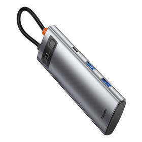 USB Hub Baseus Metal Gleam Series 7v1 HUB USB-C (USB-C PD 100W, USB-C, 2x USB 3.0, HDMI, SD/TF port) šedý

 obrázek produktu 3 z 10