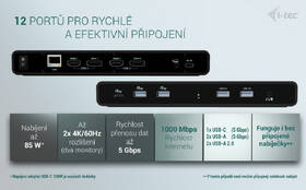 Dokovací stanice i-tec Universal Dual 4K Display, Power Delivery 85W + USB-C 100W černá

 obrázek produktu 2 z 4