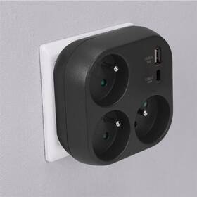 Rozbočovací zásuvka Solight 3x16A, USB A+C rychlonabíječka 20W černá

 obrázek produktu 1 z 4