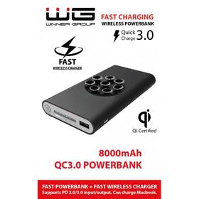 Powerbanka WG 8000 mAh 10W QC 3.0, bezdrátové nabíjení černá

 obrázek produktu 1 z 1