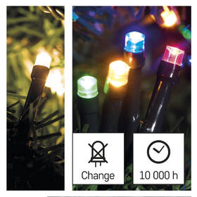 Vánoční osvětlení EMOS 100 LED řetěz 2v1, 10 m, venkovní i vnitřní, teplá bílá/multicolor, programy 

 obrázek produktu 2 z 7
