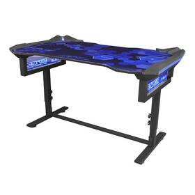 Herní stůl E-Blue 135x78,5 cm, RGB podsvícení, výškově nastavitelný, s podložkou pod myš černý/modrý

 obrázek produktu 1 z 2