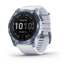 Chytré hodinky Garmin fenix 7X Sapphire Solar - Titan Blue/White Silicone Band 
