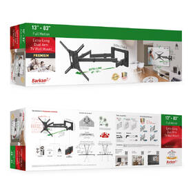 Držák TV Barkan BM464XL, polohovatelný, pro úhlopříčku 13" až 83", nosnost 50 kg černý

 obrázek produktu 3 z 4