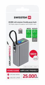 Powerbanka Swissten 25000 mAh (96.25Wh) 100W, integrovaný kabel USB-C šedá

 obrázek produktu 5 z 5