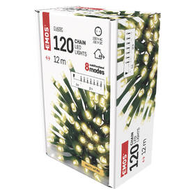 Vánoční osvětlení EMOS 120 LED řetěz zelený, 12 m, venkovní i vnitřní, teplá bílá 

 obrázek produktu 6 z 6