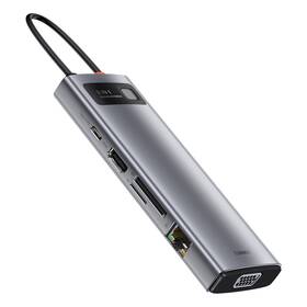 USB Hub Baseus Metal Gleam Series 9v1 HUB USB-C (USB-C PD 100W, 3x USB 3.0, HDMI, VGA, RJ45, SD/TF port) šedý

 obrázek produktu 1 z 10