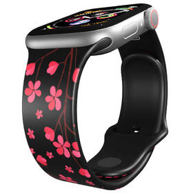 Řemínek Mi-Band na Apple Watch 42/44/45/49 mm - motiv Sakura, černý 

 obrázek produktu 2 z 3