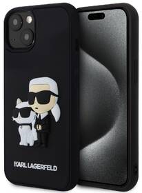 Kryt na mobil Karl Lagerfeld 3D Rubber Karl and Choupette na Apple iPhone 14 černá barva
