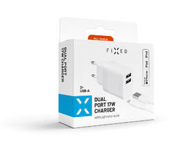 Nabíječka do sítě FIXED 17W Smart Rapid Charge, 2x USB + Lightning MFi kabel 1m bílá

 obrázek produktu 7 z 7