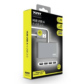 USB Hub PORT CONNECT USB-A, 4x USB 2.0 šedý

 obrázek produktu 3 z 3