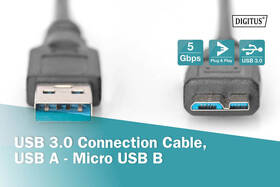 Kabel Digitus USB 3.0 / USB Micro B, 0,5m černý

 obrázek produktu 2 z 2
