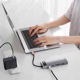 USB Hub Baseus Metal Gleam Series 9v1 HUB USB-C (USB-C PD 100W, 3x USB 3.0, HDMI, VGA, RJ45, SD/TF port) šedý

 obrázek produktu 6 z 10