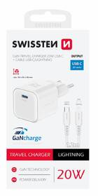 Nabíječka do sítě Swissten GAN 1x USB-C 20W PD + Datový kabel USB-C/Lightning 1,2 M bílá

 obrázek produktu 1 z 1
