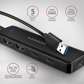 USB Hub Axagon Travel USB-A, 2x USB-A + 2x USB-C černý

 obrázek produktu 1 z 4