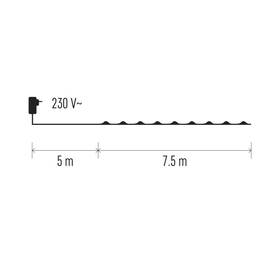 Vánoční osvětlení EMOS 75 LED, 7,5m, řetěz zelený (miniaturní), vícebarevná, časovač, i venkovní použití 

 obrázek produktu 3 z 7
