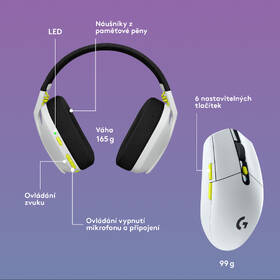 Headset Logitech Wireless Gaming Combo G435 + G305 bílá barva
