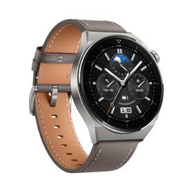 Chytré hodinky Huawei Watch GT 3 Pro 46 mm - Light Titanium Case + Gray Leather Strap 

 obrázek produktu 3 z 6