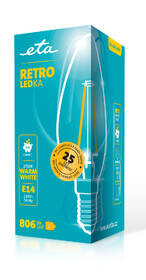 Žárovka LED ETA RETRO LEDka svíčka filament 6W, E14, teplá bílá 

 obrázek produktu 3 z 3