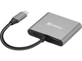 Dokovací stanice Sandberg USB-C Dock, 2xHDMI, USB-A 3.0, USB-C PD 100W černá barva
