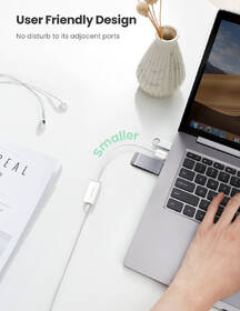 Redukce UGREEN USB/3,5mm Jack bílá barva
