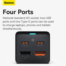 Nabíječka do sítě Baseus GaN3 Pro, 2x USB-C, 2x USB-A + AC 65W černá

 obrázek produktu 13 z 16