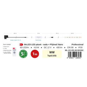 LED pásek McLED s ovládáním Nano - sada 20 m - Professional, 60 LED/m, WW, 384 lm/m, vodič 3 m 

 obrázek produktu 1 z 1