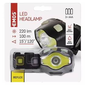 Čelovka EMOS P3536, COB LED + LED, 220 lm, 100 m, 3x AAA 

 obrázek produktu 9 z 10
