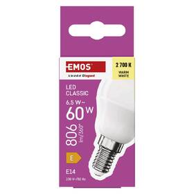Žárovka LED EMOS Classic Mini Globe, 6,5 W, 806lm, E14, teplá bílá 

 obrázek produktu 3 z 13