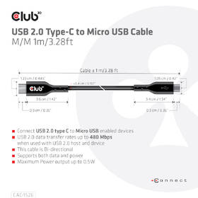 Kabel Club3D USB-C 3.2/Micro USB, 1m černý

 obrázek produktu 3 z 3