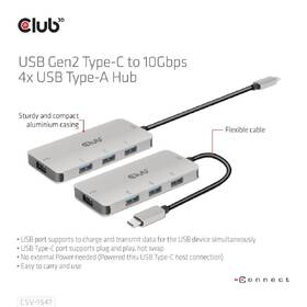 USB Hub Club3D USB-C Gen2 na 10Gbps 4x USB Type-A 

 obrázek produktu 2 z 5