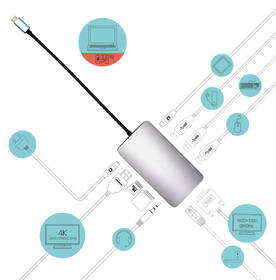 Dokovací stanice i-tec USB-C Metal Nano Dock HDMI/VGA, LAN, PD 100W + Charger 100W (bundle) 

 obrázek produktu 3 z 7