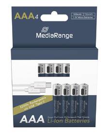Baterie nabíjecí MediaRange MRBAT160, USB-C Li-Ion baterie Micro AAA, 1,5V, 500 mAh (4 ks) stříbrná/modrá

 obrázek produktu 3 z 4