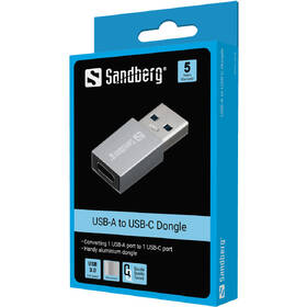 Redukce Sandberg USB-A/USB-C stříbrná barva
