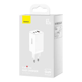 Nabíječka do sítě Baseus GaN5 Pro, 2x USB-C, USB-A, 65W + USB-C kabel 1m bílá

 obrázek produktu 10 z 10