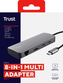 USB Hub Trust Dalyx 8v1 USB-C šedý

 obrázek produktu 8 z 16