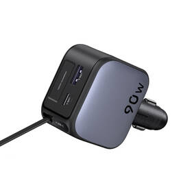Adaptér do auta UGREEN 2×USB-C, USB, 90W, se zatahovacím kabelem šedý

 obrázek produktu 2 z 8