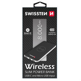 Powerbanka Swissten Slim 8000mAh, USB-C, bezdrátové nabíjení černá

 obrázek produktu 2 z 2