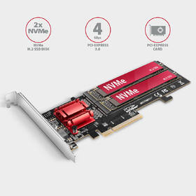 Řadič Axagon PCEM2-ND - 2x M.2 NVMe M-key slot 

 obrázek produktu 1 z 6