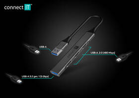 USB Hub Connect IT USB-A (1xUSB-A 3.0, 3xUSB-A 2.0) šedý

 obrázek produktu 4 z 5