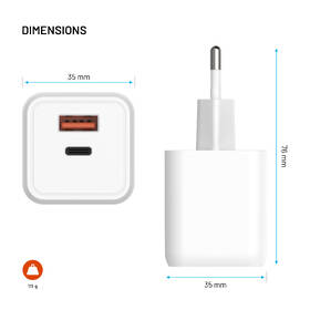 Nabíječka do sítě FIXED GaN Mini s USB-C, USB, 45W bílý

 obrázek produktu 2 z 8