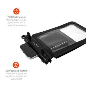 Pouzdro na mobil sportovní FIXED Float Twin, kvalitní uzamykací systém, IPX8 černé

 obrázek produktu 6 z 8